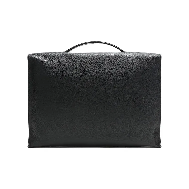 LONGCHAMP Le Foulonné Cow Leather Briefcase, One Shoulder Handbag Men's Black-3