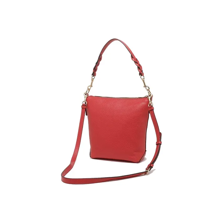 COACH Leather Bucket Bag, Hobo Bag, One Shoulder, Crossbody Bag Women's Red-3