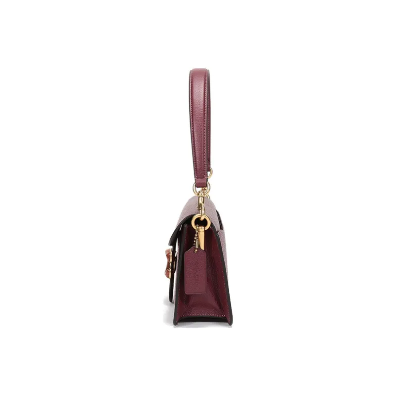 COACH Tabby Solid Color Leather Shoulder Bag, Handbag Medium Size Women's Burgundy-2