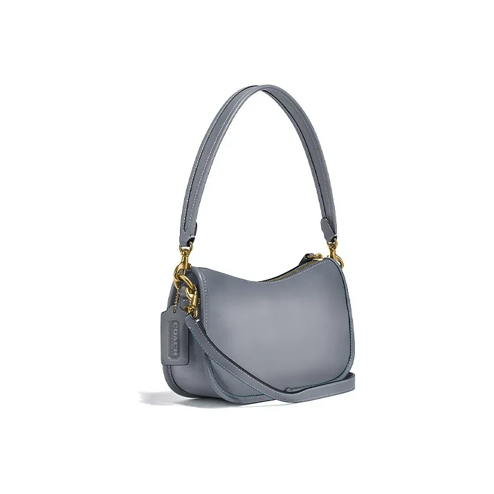 COACH Swinger Leather Shoulder Bag Mahjong One Shoulder Handbag Medium Size Women's Granite Gray-1