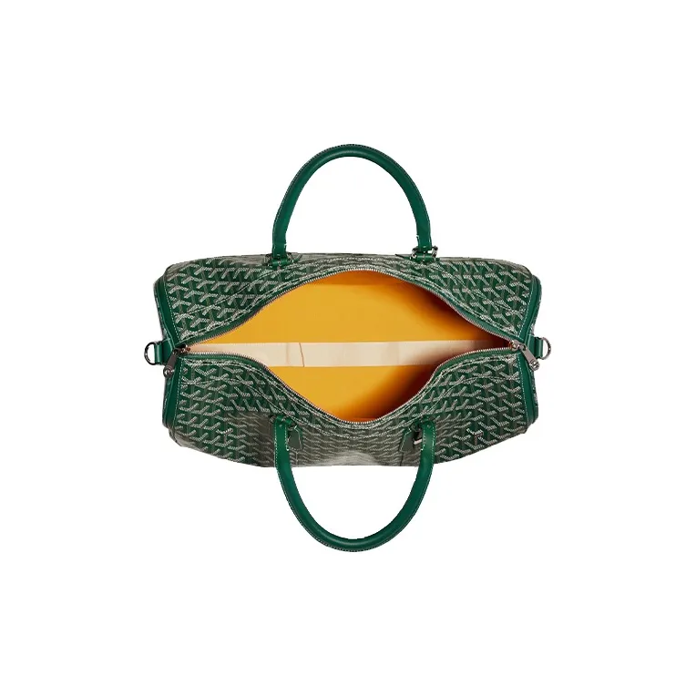 GOYARD Canvas With Leather Dog's Teeth Travel Tote Handbag Unisex Green-2