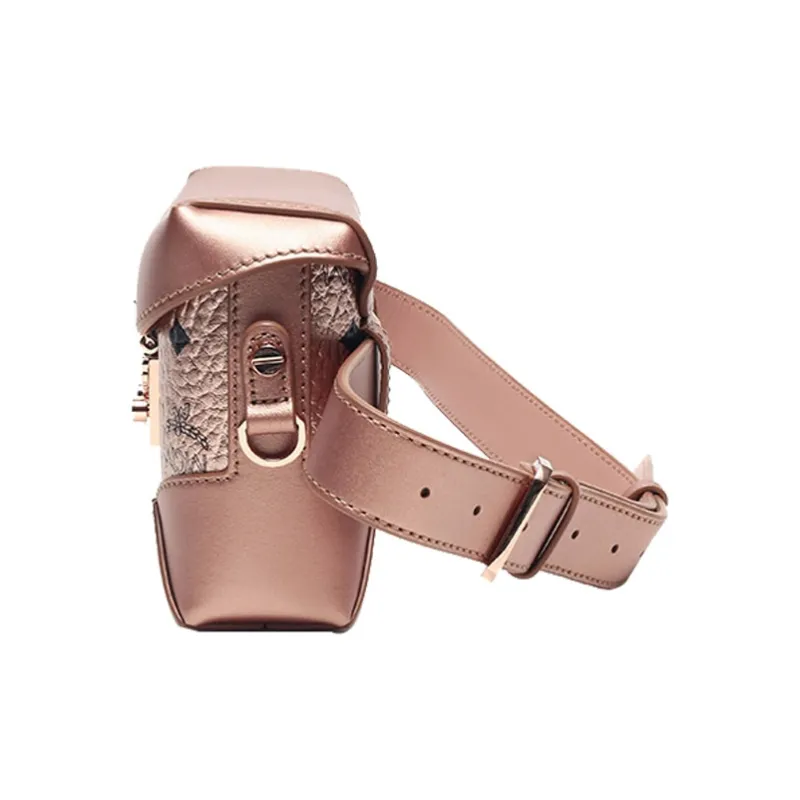 MCM Canvas Crossbody Fanny Pack Regular Women's Champagne Gold-2