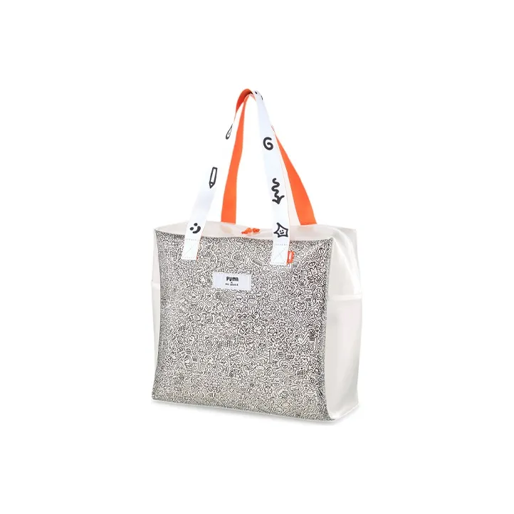 PUMA X MR Doodle Shopper Collaboration Fabric Handbag Regular Unisex White-0