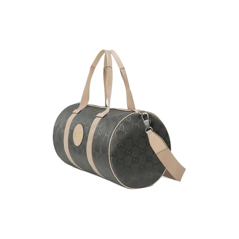 GUCCI Off The Grid Nylon With Leather Cylinder Bag Handbag Shoulder Bag Crossbody Bag Travel Bag Unisex Dark Gray/Beige-2