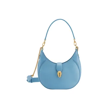 BVLGARI Serpenti Ellipse Cow Leather Handbag Shoulder Bag Crossbody Bag Women's Sapphire Blue