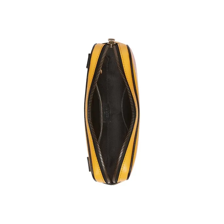 GUCCI Leather One Shoulder Crossbody Bag, Sling Bag, Fanny Pack Unisex Yellow Black-4