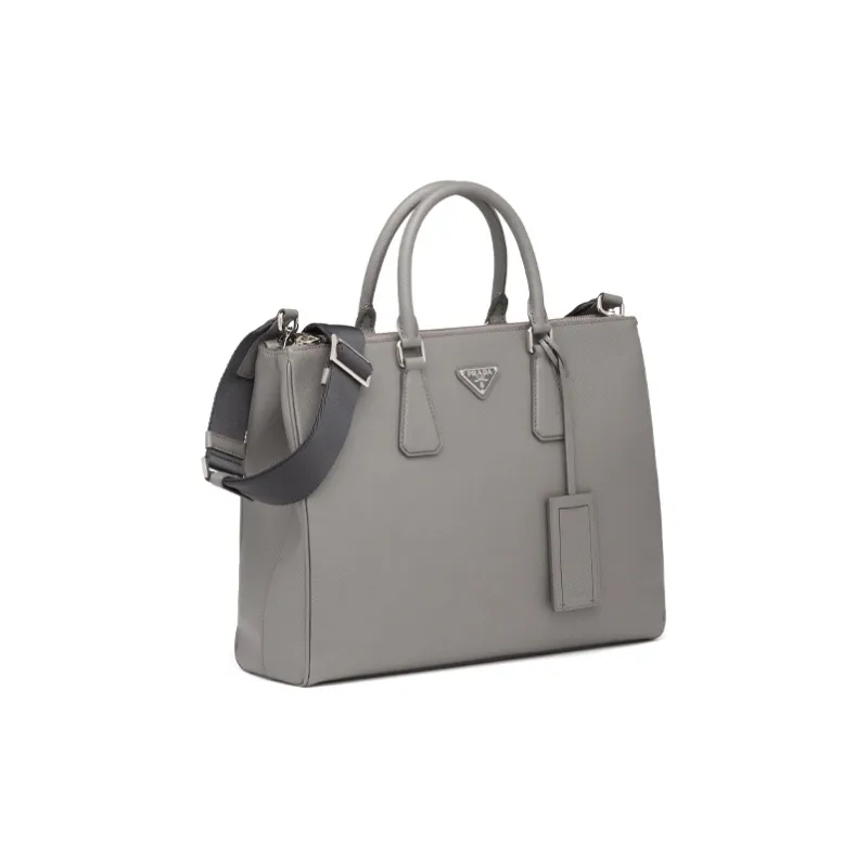 PRADA Galleria Killer Bag Cow Leather Handbag Medium Size Men's Gray-1