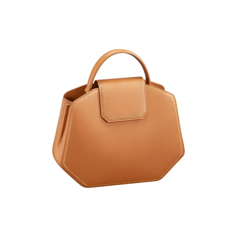 CARTIER GUIRLANDE Calfskin Handbag Shoulder Bag Crossbody Bag Small Size Women's Camel-1