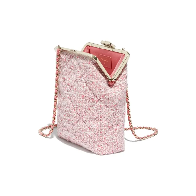 CHANEL Tweed And Gold Metal Shoulder Bag Women's Light Pink-2