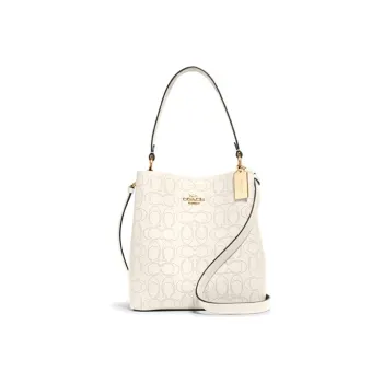 COACH Town Pebbled Leather Bucket Bag Handbag Shoulder Bag Crossbody Bag Medium Size Women's White