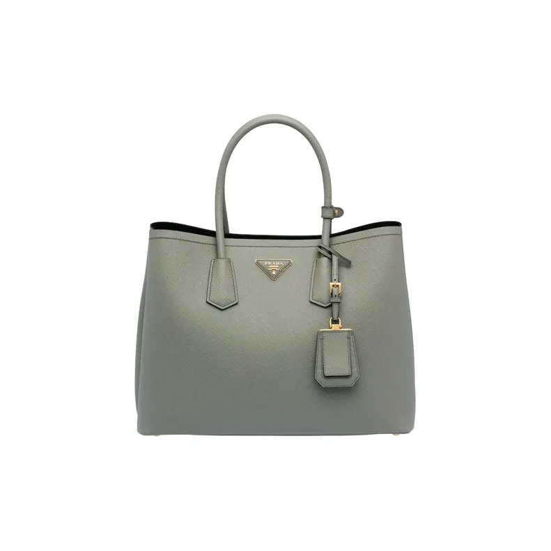 PRADA Double Leather Shoulder Bag Crossbody Bag Handbag Clutches Medium Size Women's Slate Gray-0
