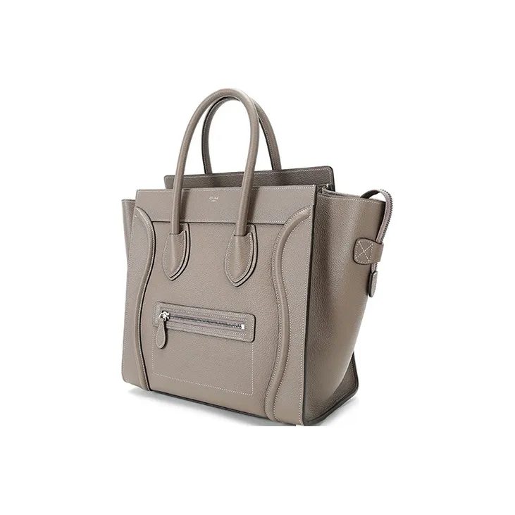 CELINE Luggage Cow Leather Handbag Large Size Women's Mouse Gray-1