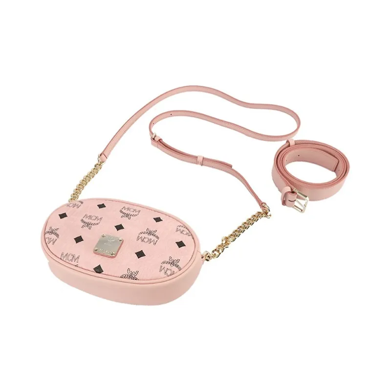 MCM PVC One Shoulder Crossbody Fanny Pack Small Size Women's Pink-4