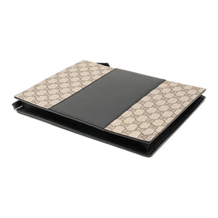 GUCCI Canvas With Leather Clutch Men's Ebony & Black-2