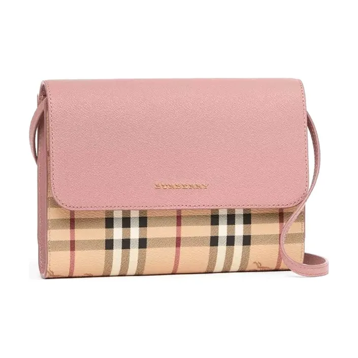 Burberry Vintage Canvas With Leather Shoulder Bag, Crossbody Bag Regular Women's Pink-1