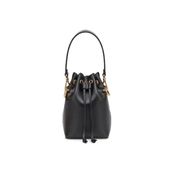 FENDI Mon Tressor Leather Mini Bucket Bag Black