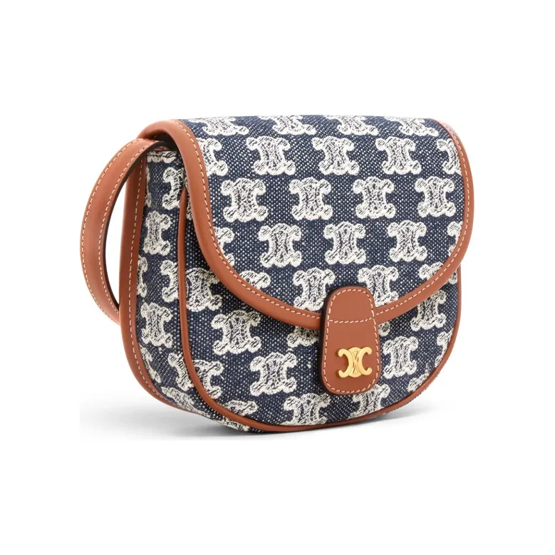 CELINE TriompheBesace Fabric Shoulder Bag Crossbody Bag Mini Women's Marine Blue-1