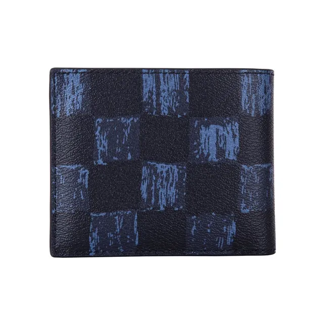 COACH Compact PVC Wallet Clutch Men's Blue Black-2