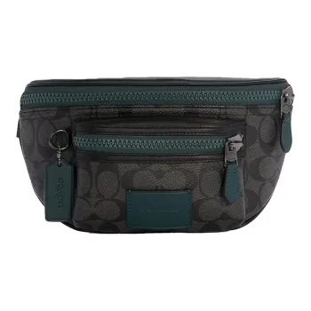COACH Westway Canvas With Leather Crossbody Bag, Sling Bag, Fanny Pack Medium Size Men's Black Gray & Jasper