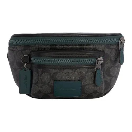COACH Westway Canvas With Leather Crossbody Bag Sling Bag Fanny Pack Medium Size Men's Black Gray With Jasper