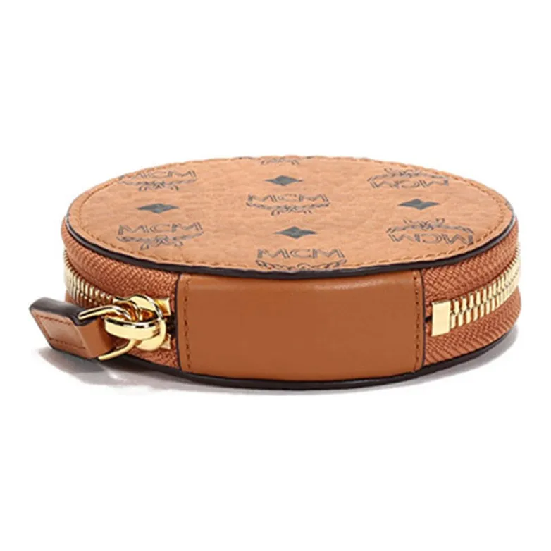 MCM Leather Wallet Coin Purse Mini Unisex Brown Cognac-4