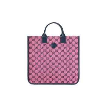 GUCCI Canvas With Leather Tote Bag Shopping Bag Portable Kids' Bags Kids' Pink/Dark Blue