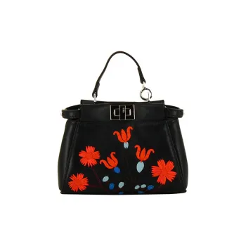 FENDI Leather Shoulder Bag Handbag Crossbody Bag Mini Women's Black