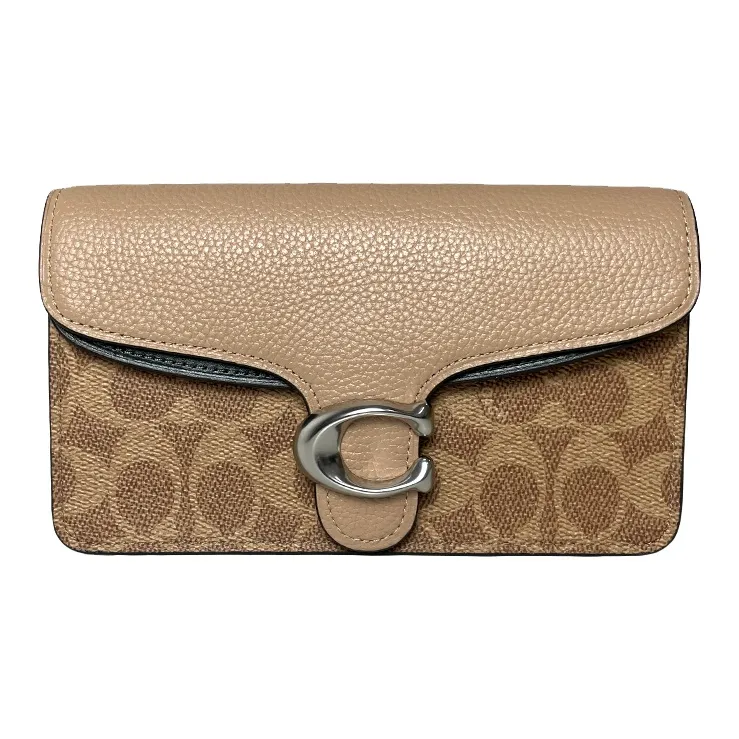 COACH Tabby Canvas With Leather Crossbody Bag, Shoulder Bag Women's Khaki-0