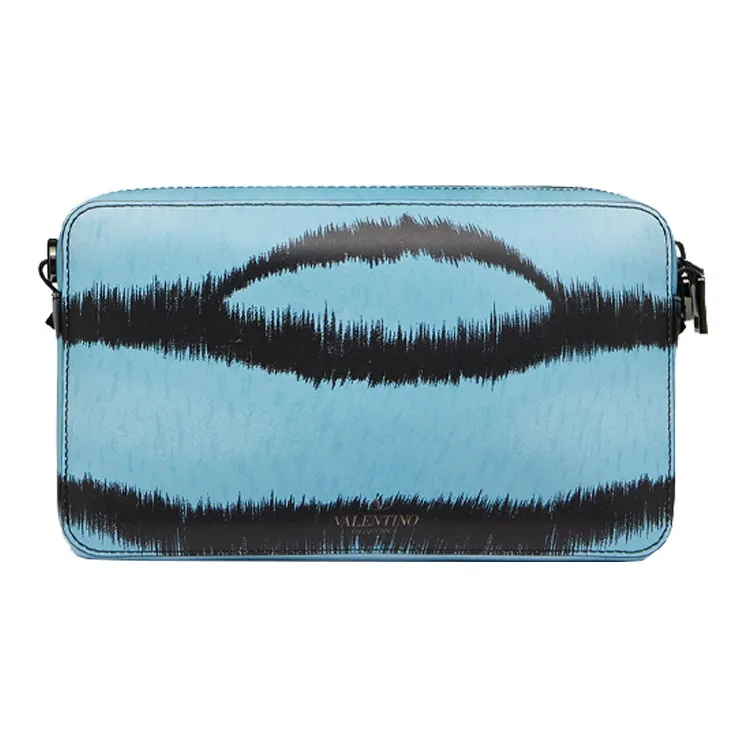 Valentino Tiger 1967 Calfskin Box Bag Handheld Shoulder Bag Crossbody Bag Regular Men's Light Blue/Black-2