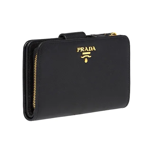 PRADA Leather Wallet Women's Black-1