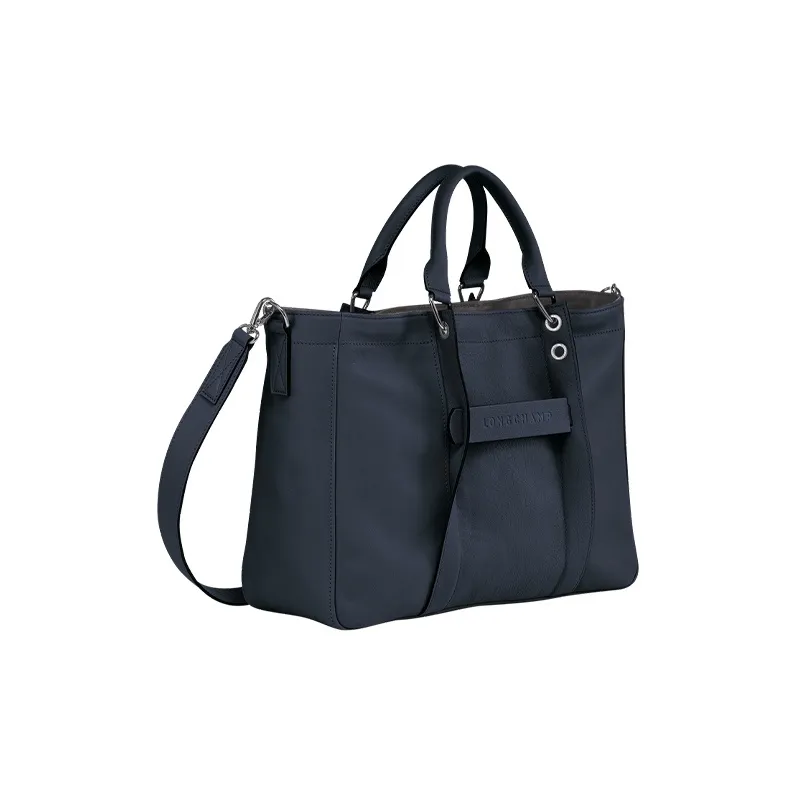 LONGCHAMP 3D Cow Leather Handbag Medium Size Women's Midnight Blue-1