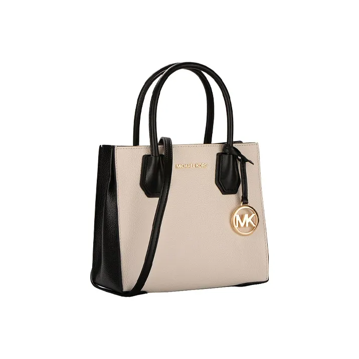 MICHAEL KORS Mercer Cow Leather Trunk Bag, Shoulder Bag, Crossbody Bag, Handbag Women's Black White Multicolor-1