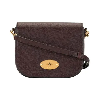 Mulberry Grain Cow Leather Shoulder Bag Women's Red Brown