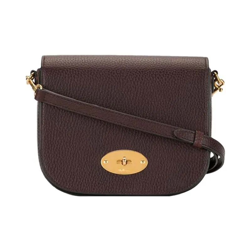 Mulberry Grain Cow Leather Shoulder Bag Women's Red Brown-0