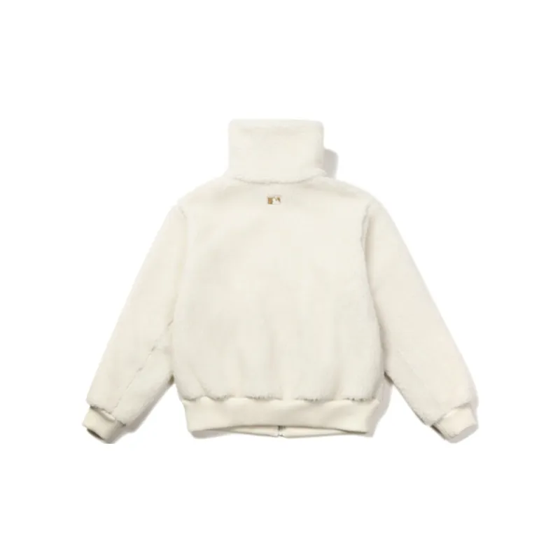 MLB New York Yankees Velvet feel Coat Unisex Ivory White-1