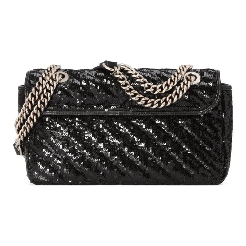 GUCCI GG Marmont Silk Shoulder Bag Crossbody Bag Women's Black-3