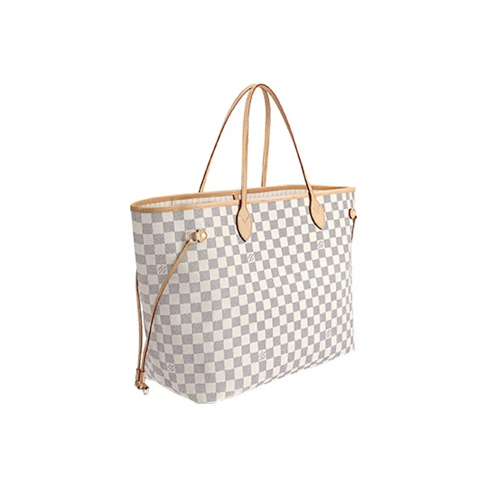 LOUIS VUITTON Canvas With Leather Tote Bag Shopping Bag Combo One Shoulder Handbag Large Size Women's White-2