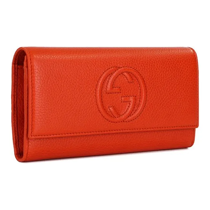 GUCCI Soho Leather Wallet Women's Orange Red-1