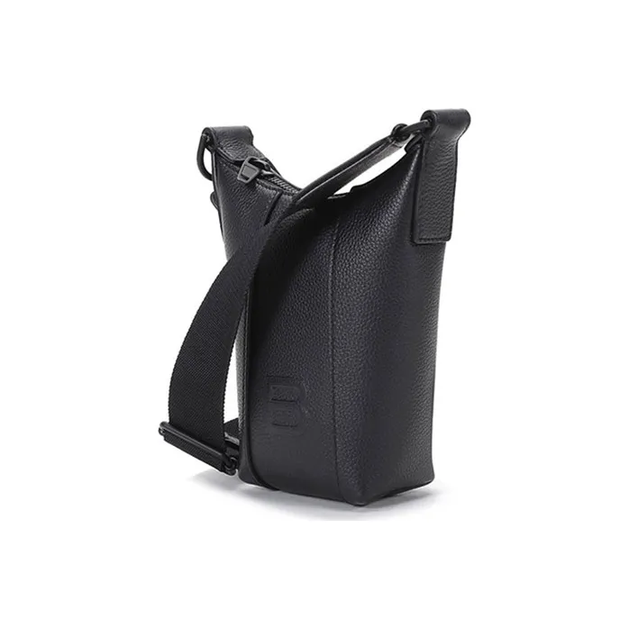Balenciaga Hourglass Cow Leather Cell Phone Pouch, Crossbody Bag Unisex Black-1