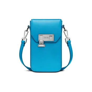DIOR Lock Cow Leather Shoulder Bag, Crossbody Bag, Cell Phone Pouch, Clutch Regular Men's Light Blue