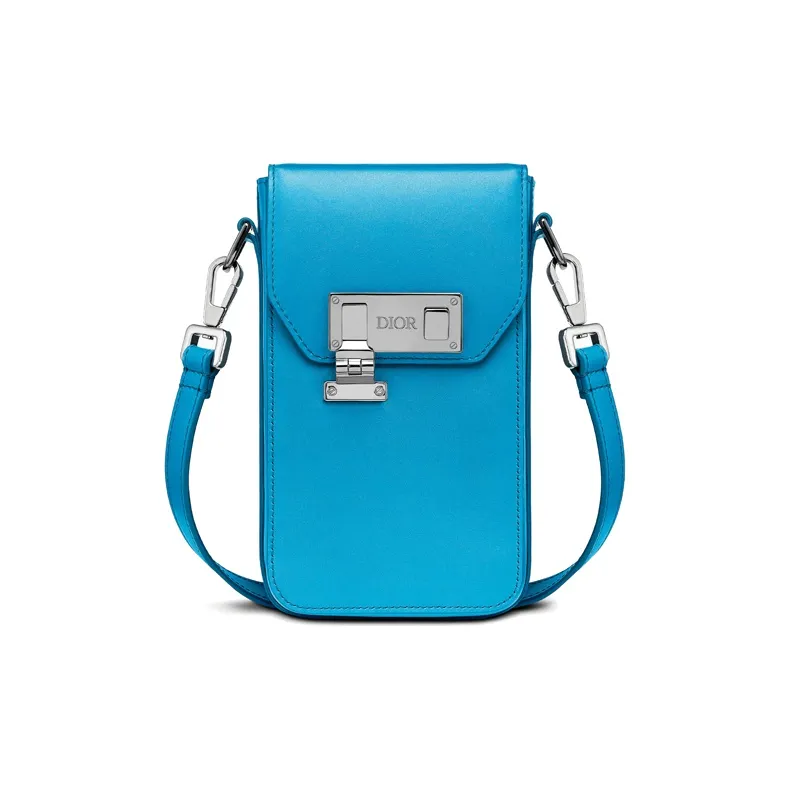 DIOR Lock Cow Leather Shoulder Bag, Crossbody Bag, Cell Phone Pouch, Clutch Regular Men's Light Blue-0