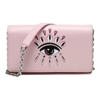 KENZO Cow Leather Chain Shoulder Bag Women's Light Pink