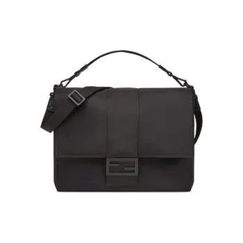 FENDI Baguette Cow Leather Baguette Bag, Messenger Bag, Handbag, Shoulder Bag, Crossbody Bag Tubas Men's Black