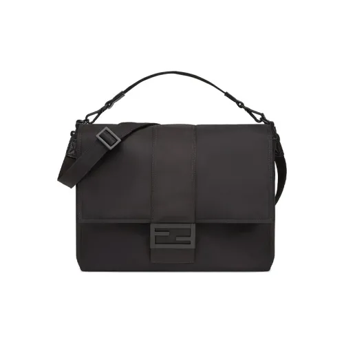 FENDI Baguette Cow Leather Baguette Bag, Messenger Bag, Handbag, Shoulder Bag, Crossbody Bag Tubas Men's Black