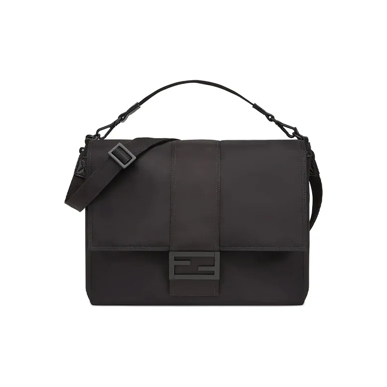 FENDI Baguette Cow Leather Baguette Bag, Messenger Bag, Handbag, Shoulder Bag, Crossbody Bag Tubas Men's Black-0