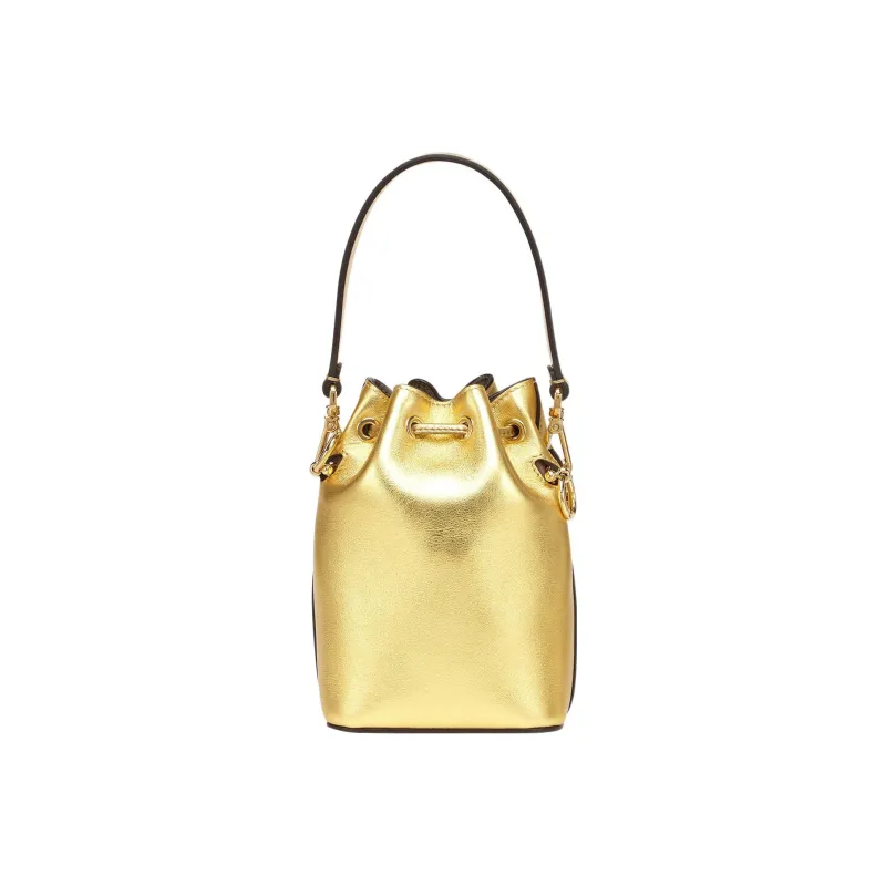 FENDI Mon Tresor Calfskin Bucket Bags Shoulder Bag Crossbody Bag Handbag Mini Women's Gold-2