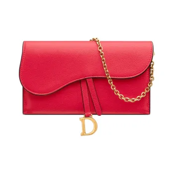 DIOR Saddle Sheepskin Saddle Bag Shoulder Bag Crossbody Bag Wallet Women's Red