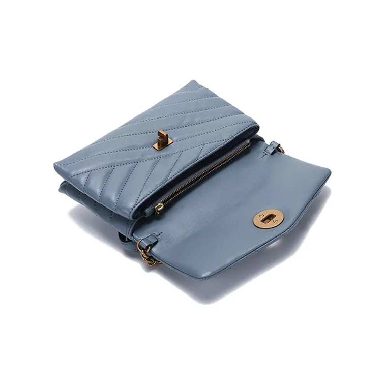 TORY BURCH Kira Sheepskin Crossbody Bag Wallet Shoulder Bag Women's Rainwater Blue-5