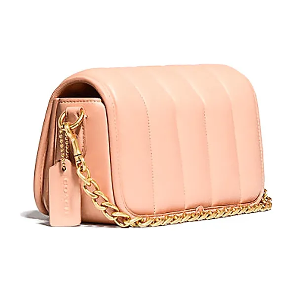 COACH Dinky Lambskin Flap Bag Pillow Bag Shoulder Bag Crossbody Bag Small Size Women's Candy Pink-1