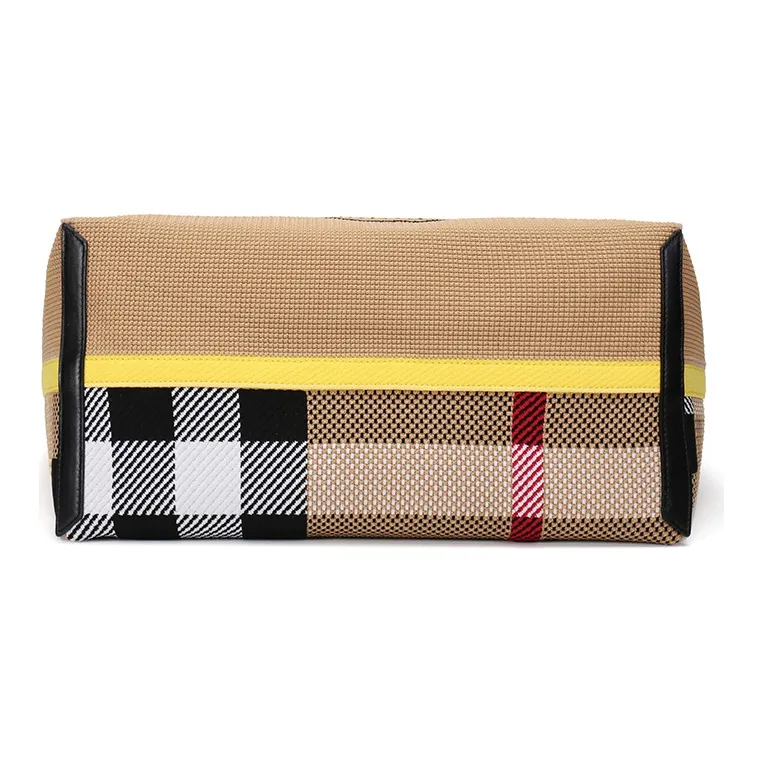 Burberry Fabric Tote Bag Shopping Bag Handbag Shoulder Bag Women's Yellow-2